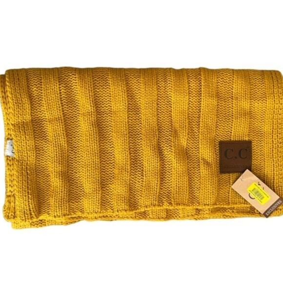 C.C Exclusives Knit Yellow Mustard Shawl Scarf, 76"x19" - Picture 2 of 5